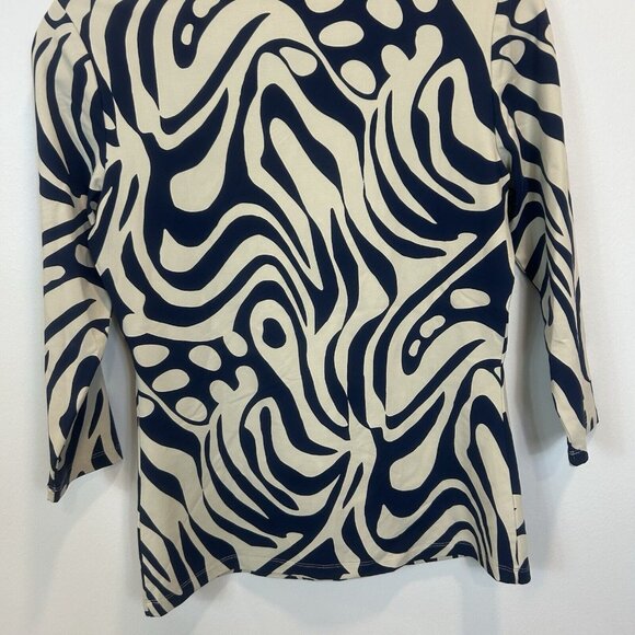J. McLaughlin Women’s Catalina Cloth 3/4 Sleeve Stretch Cream Navy Size Small - Picture 8 of 8
